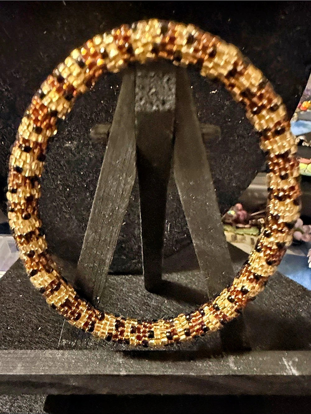 Beaded Bracelet in Gold & Brown
